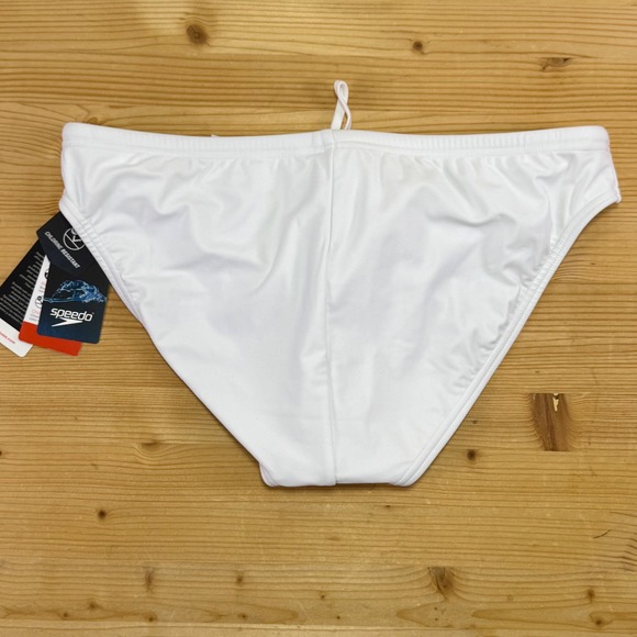 Speedo Endurance White Swim Brief Men's 38 PowerFlex UPF 50 Chlorine Resistant - Picture 5 of 9